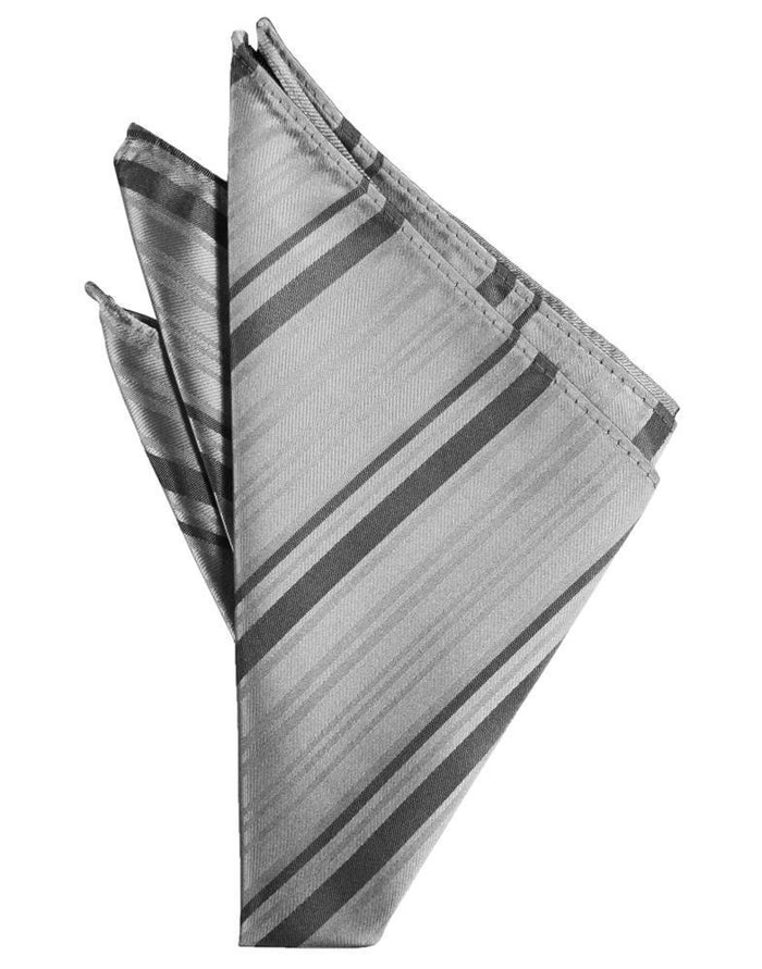 Silver Striped Satin Pocket Square by Cardi