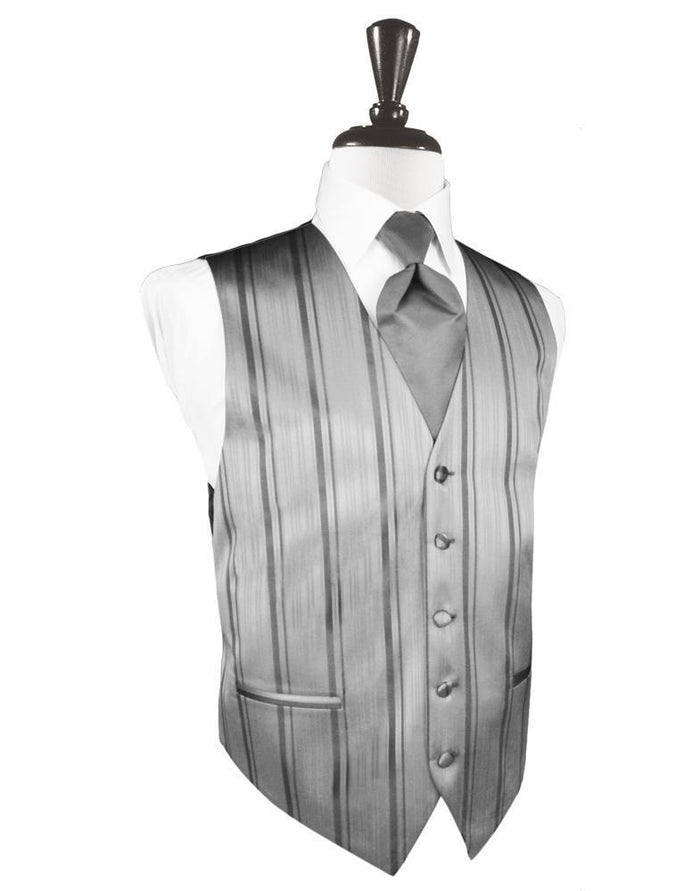 Silver Striped Satin Tuxedo Vest by Cardi
