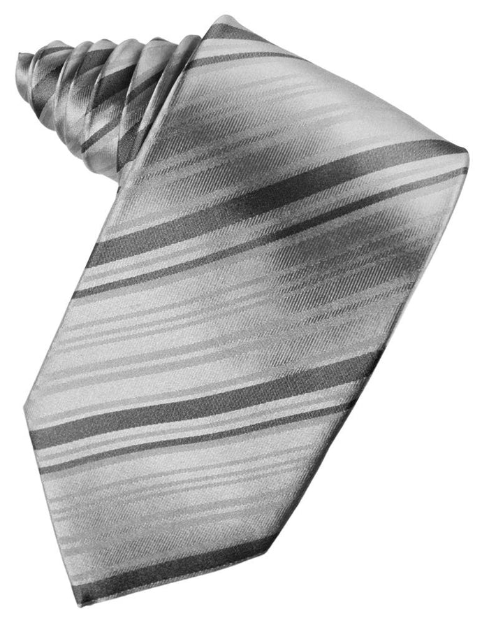 Silver Striped Silk Necktie by Cardi