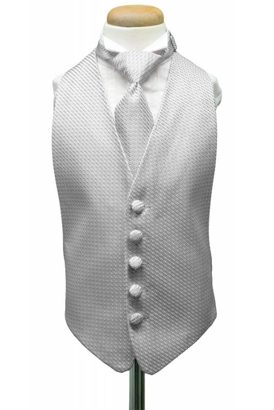 Silver Venetian Kids Tuxedo Vest Cardi