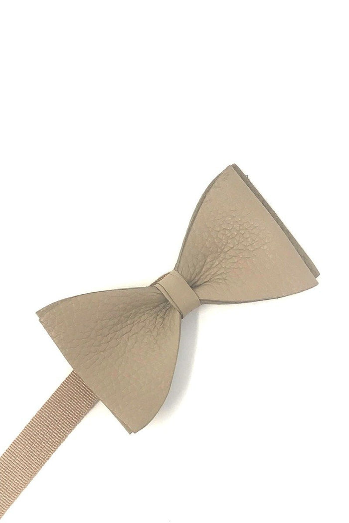 Tan Textured Leather Bow Tie Cardi