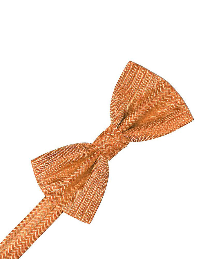 Tangerine Herringbone Kids Bow Tie by Cardi