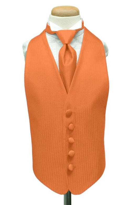 Tangerine Herringbone Kids Tuxedo Vest Cardi