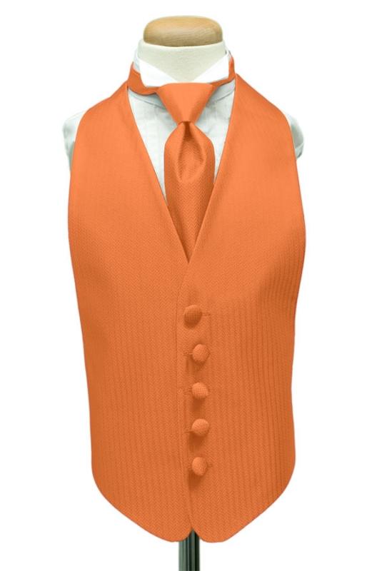 Tangerine Herringbone Kids Tuxedo Vest Cardi