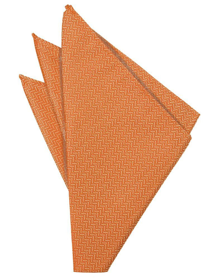 Tangerine Herringbone Pocket Square by Cardi
