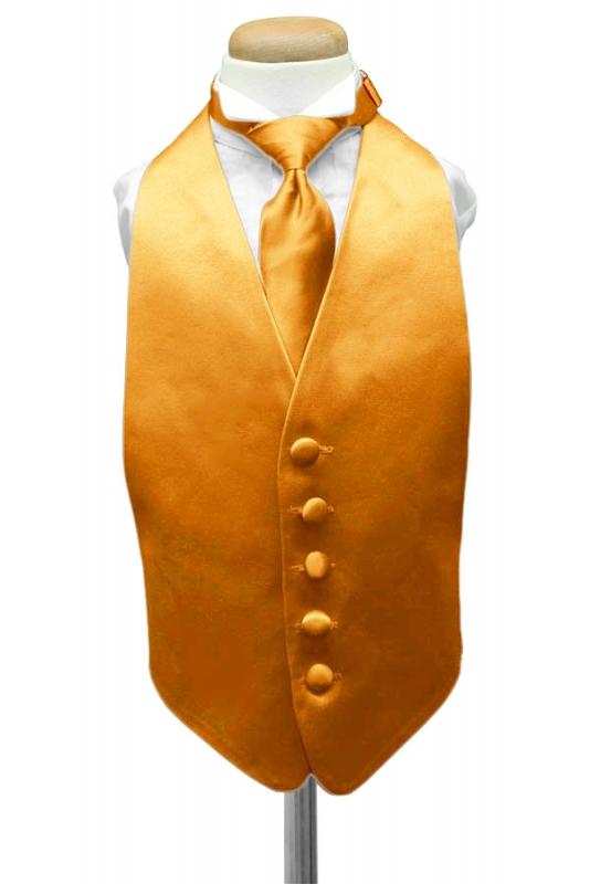 Tangerine Luxury Satin Kids Tuxedo Vest Cardi