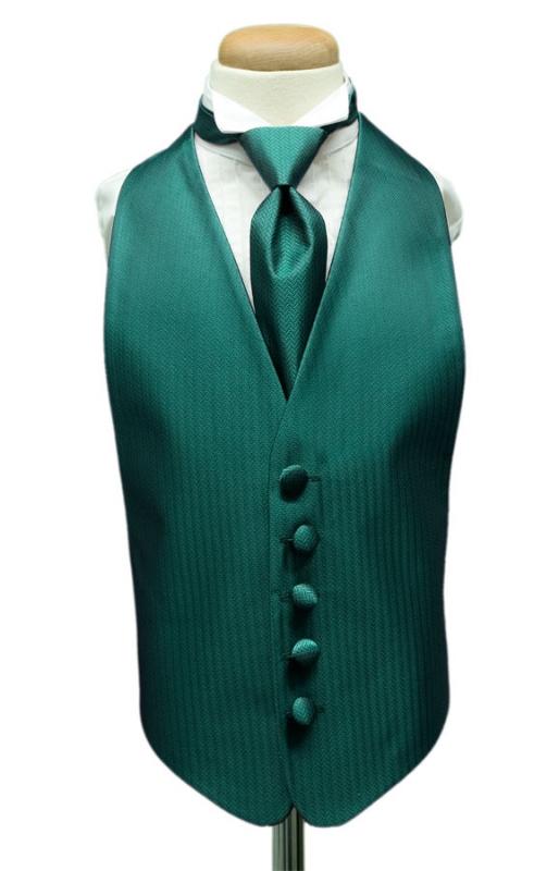 Teal Herringbone Kids Tuxedo Vest Cardi