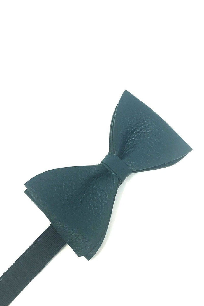 Teal Textured Leather Bow Tie by Cardi