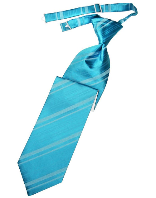 Turquoise Striped Satin Kids Necktie Cardi