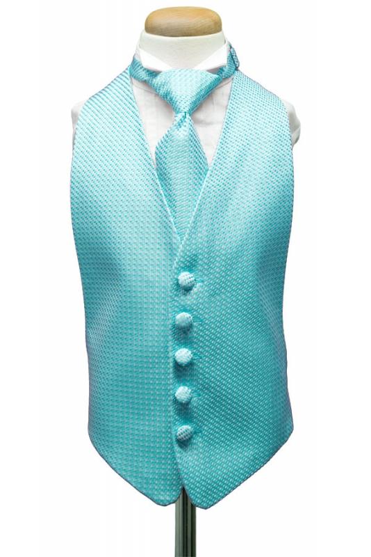 Turquoise Venetian Kids Tuxedo Vest by Cardi