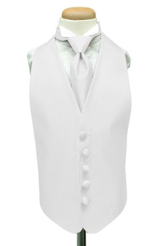 White Herringbone Kids Tuxedo Vest Cardi
