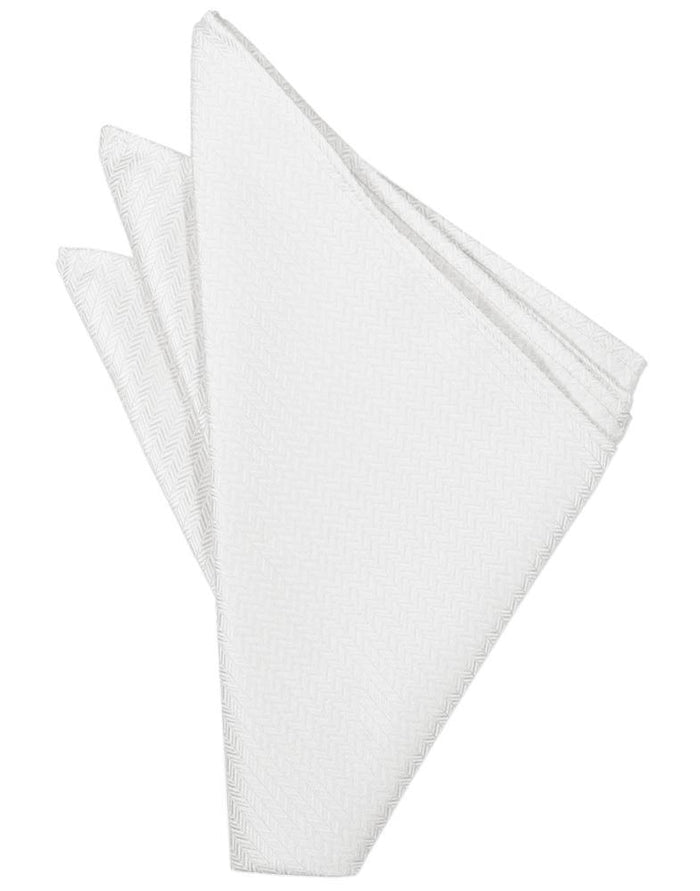 White Herringbone Pocket Square by Cardi