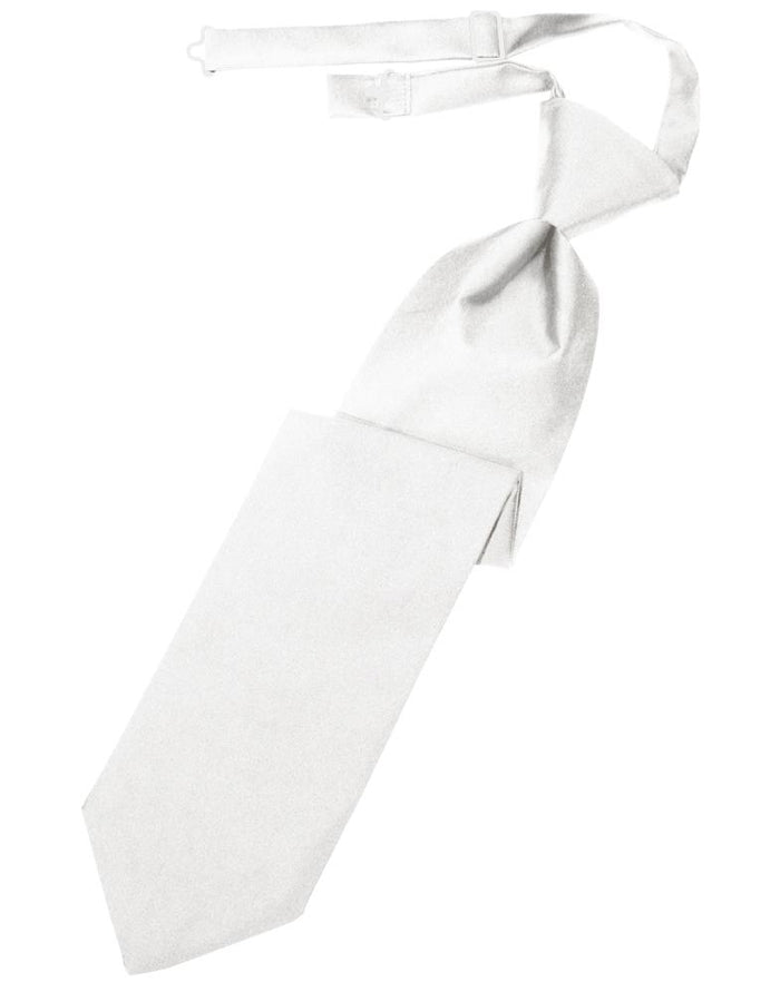 White Luxury Satin Kids Necktie by Cardi