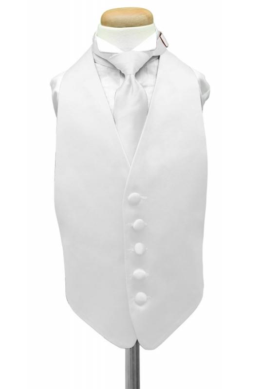 White Luxury Satin Kids Tuxedo Vest by Cardi