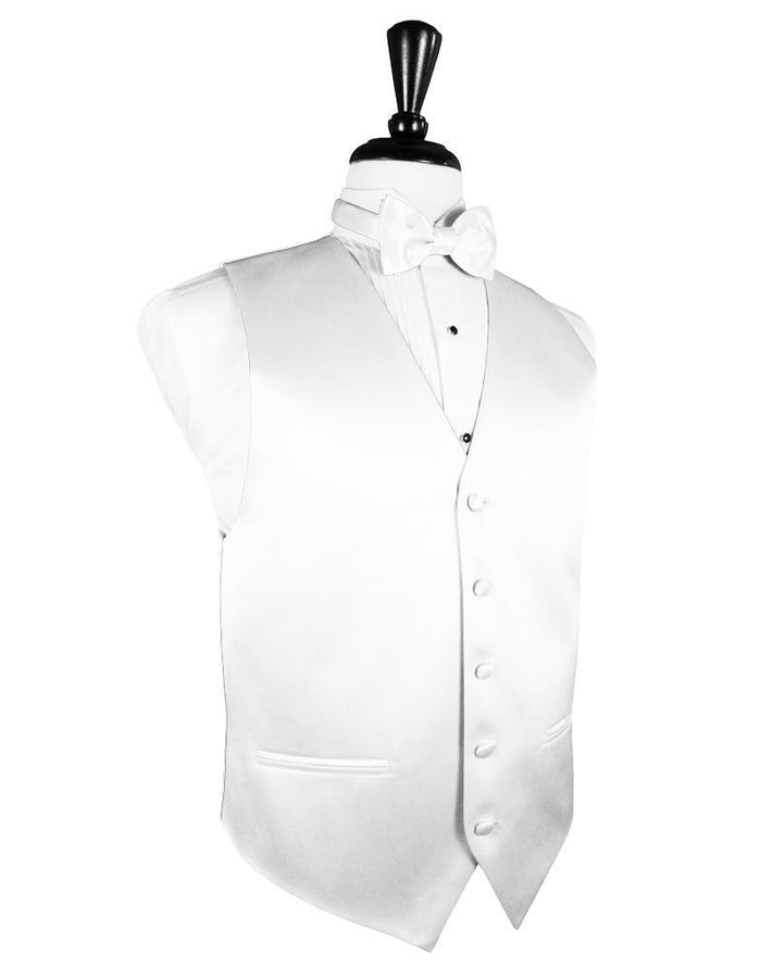 White Luxury Satin Tuxedo Vest Cardi