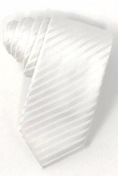 White Newton Stripe Necktie by Cardi