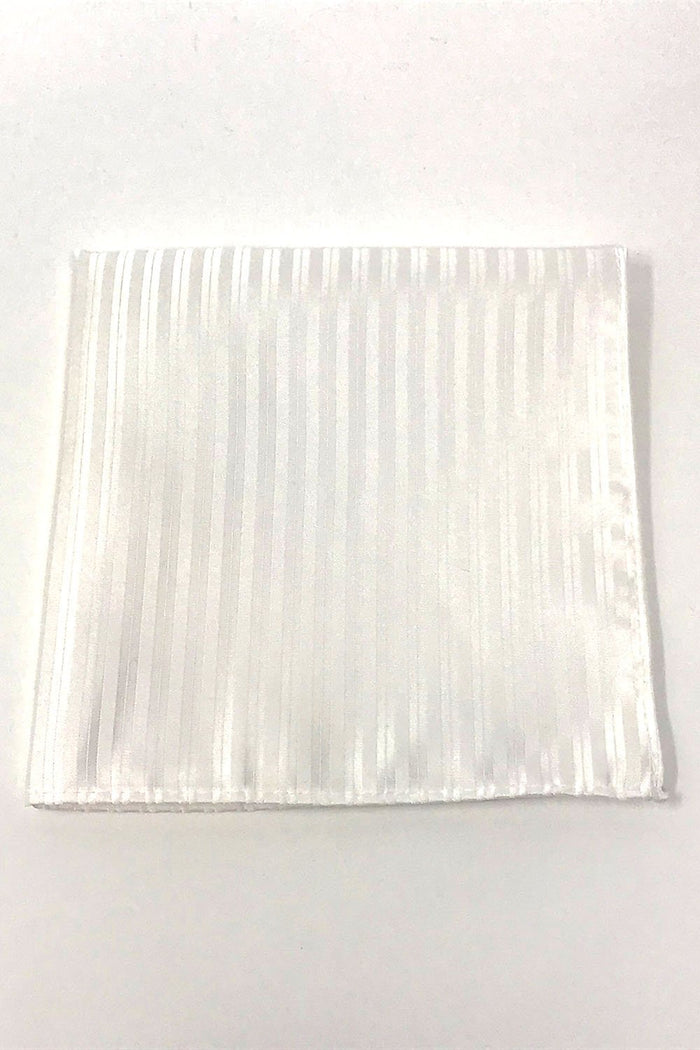 White Newton Stripe Pocket Square by Cardi