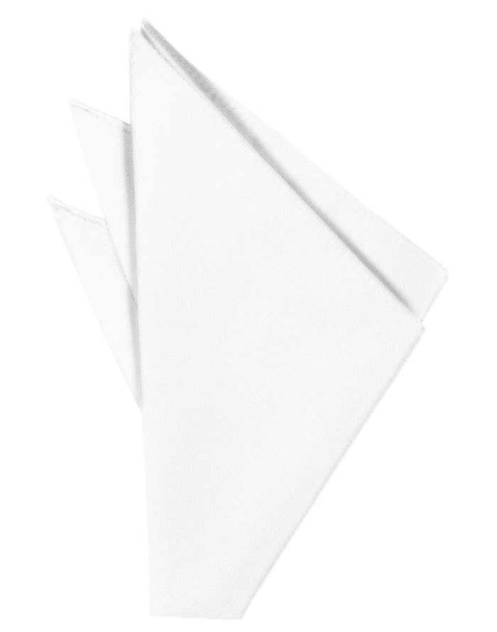 White Solid Twill Pocket Square by Cardi