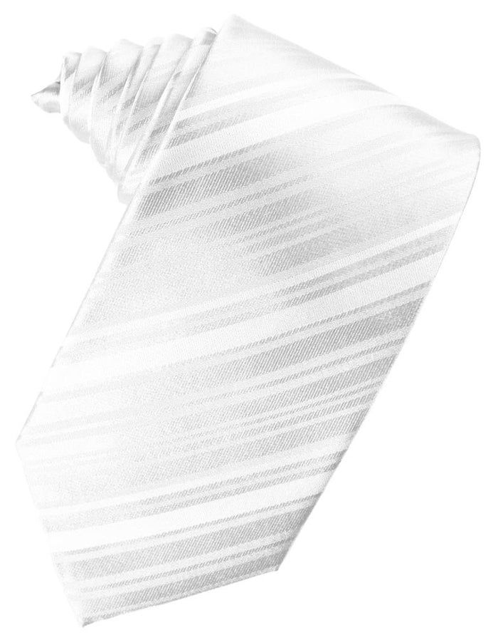 White Striped Silk Necktie Cardi