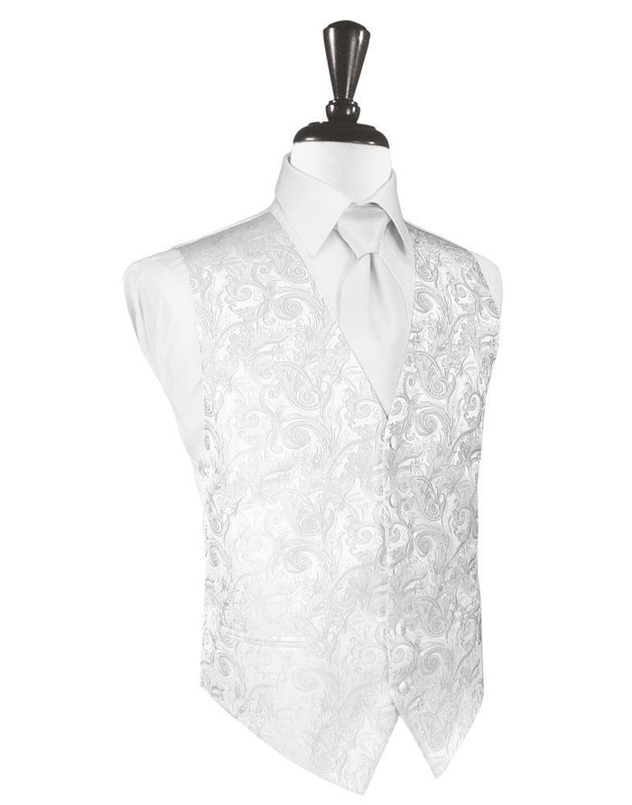 White Tapestry Tuxedo Vest Cardi