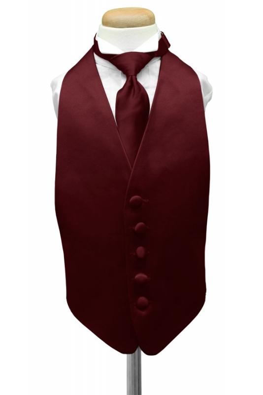 Wine Luxury Satin Kids Tuxedo Vest Cardi