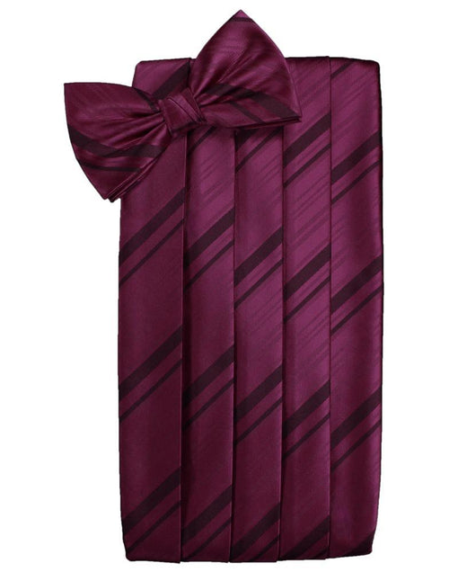 Wine Striped Satin Cummerbund Cardi