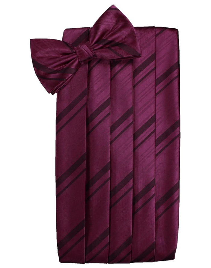Wine Striped Satin Cummerbund Cardi