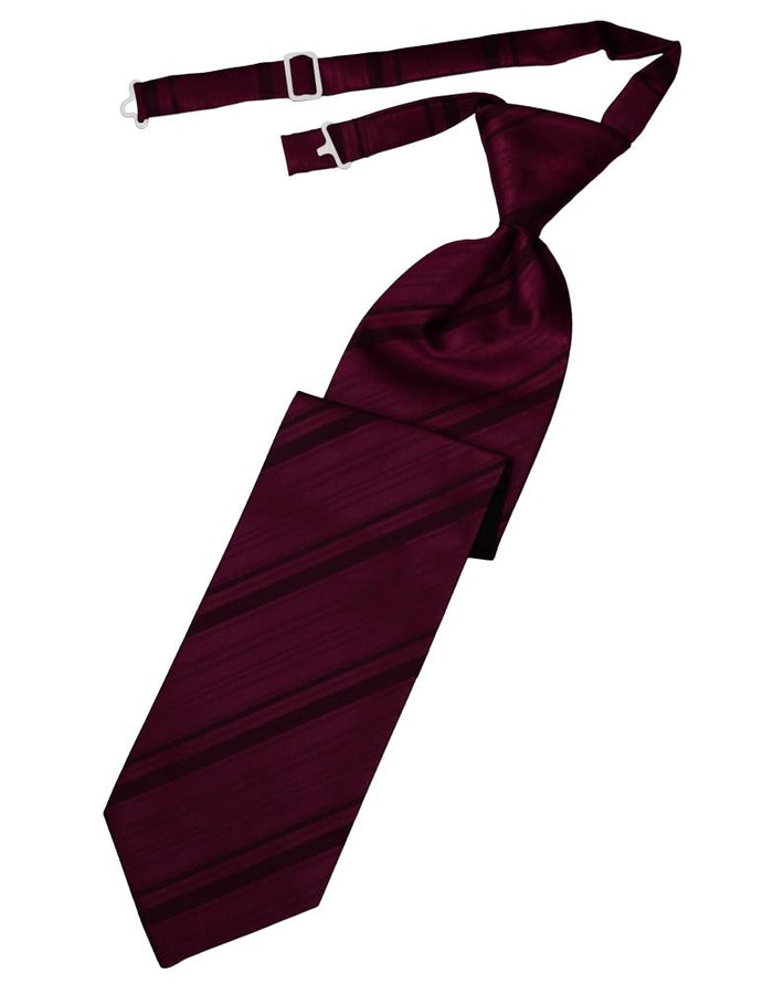 Wine Striped Satin Kids Necktie by Cardi
