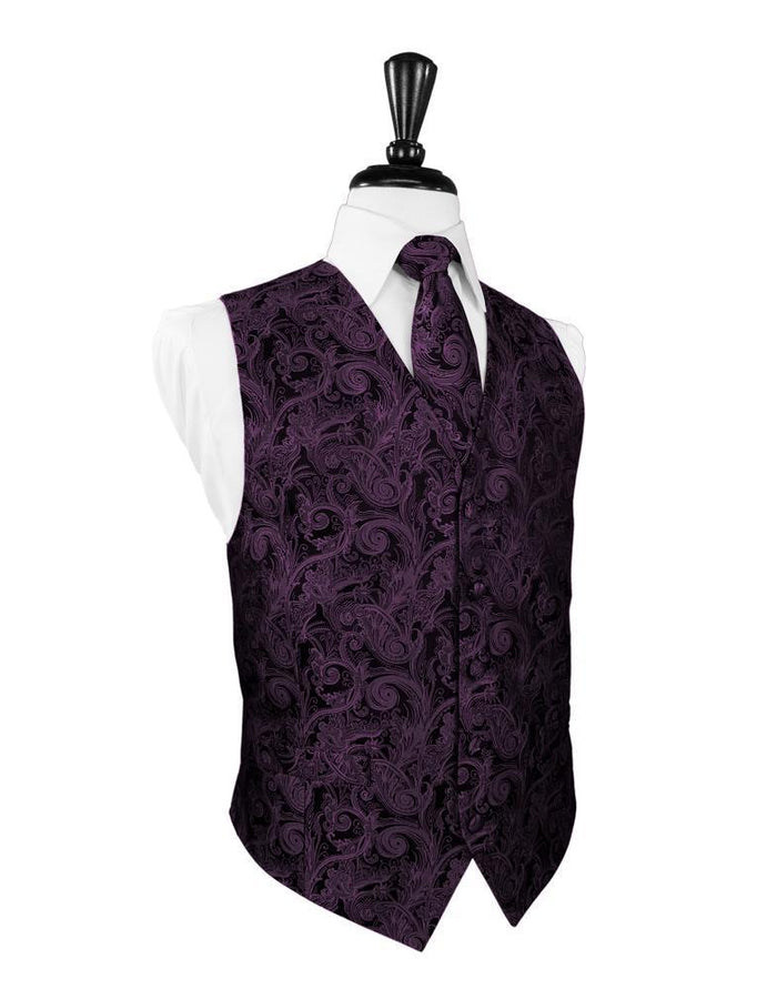 Wine Tapestry Tuxedo Vest Cardi