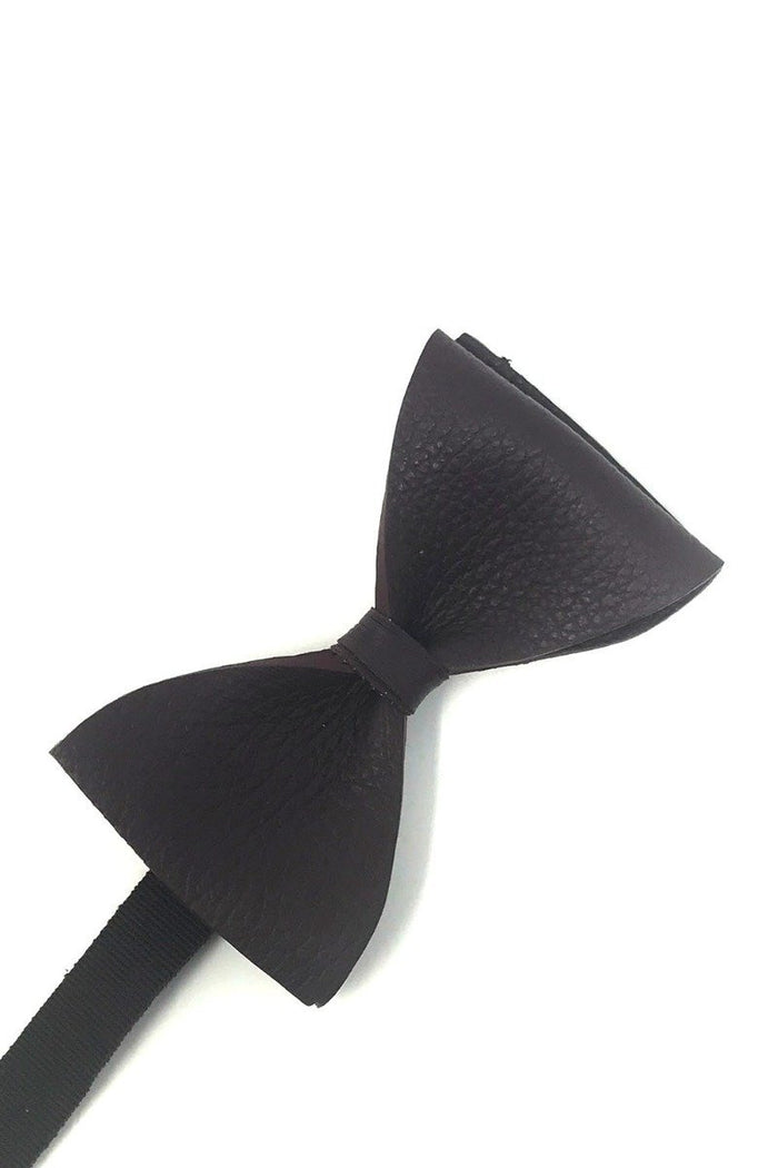 Wine Textured Leather Bow Tie Cardi