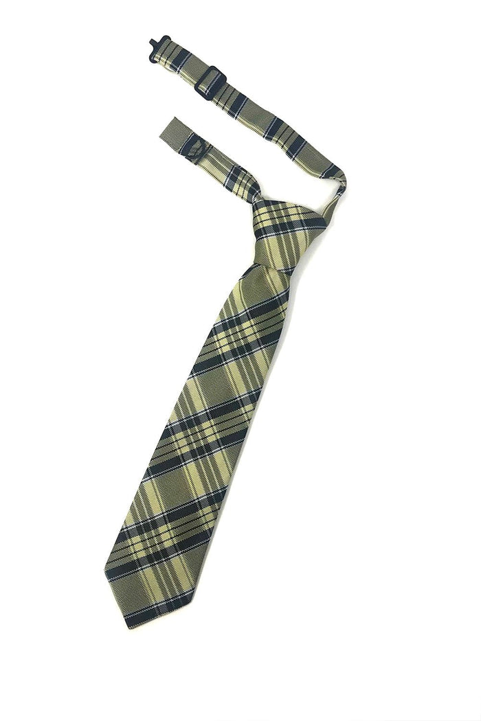 Yellow Madison Plaid Kids Necktie by Cardi