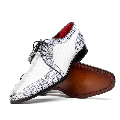Marco_Di_Milano Caribe White Leather Sneakers - "Newspaper" Accent
