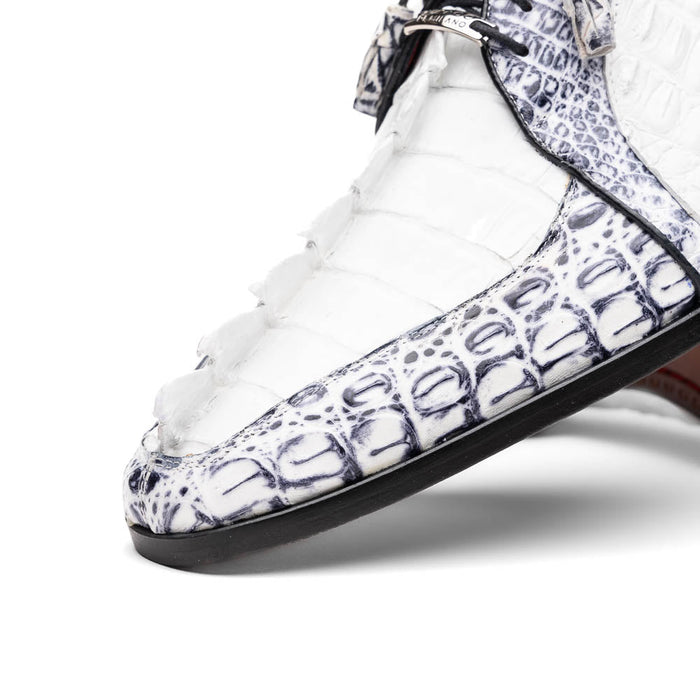 Marco_Di_Milano Caribe White Leather Sneakers - "Newspaper" Accent