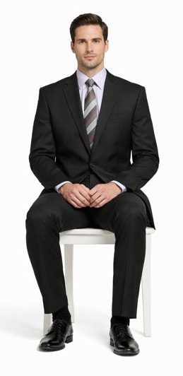 Carlo Lusso Black Two-button Poly Blend Suit