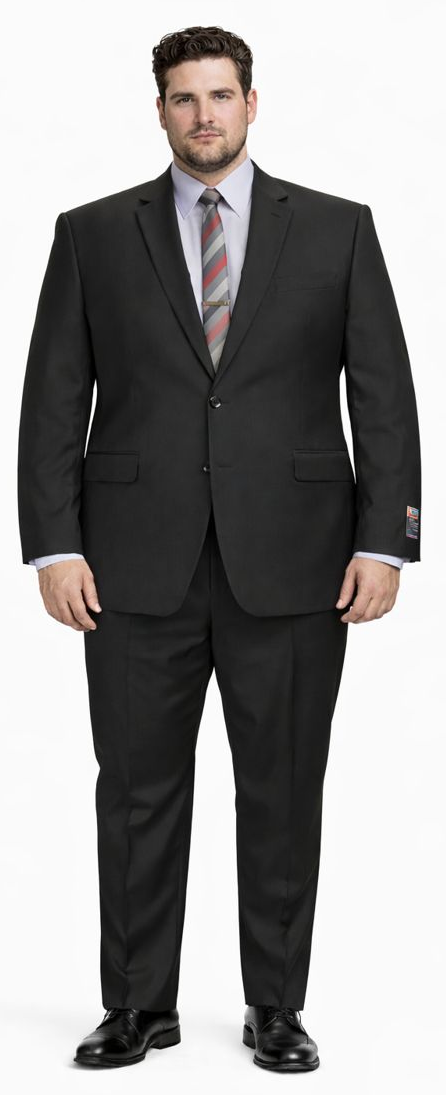 Carlo Lusso Black Two-button Poly Blend Suit