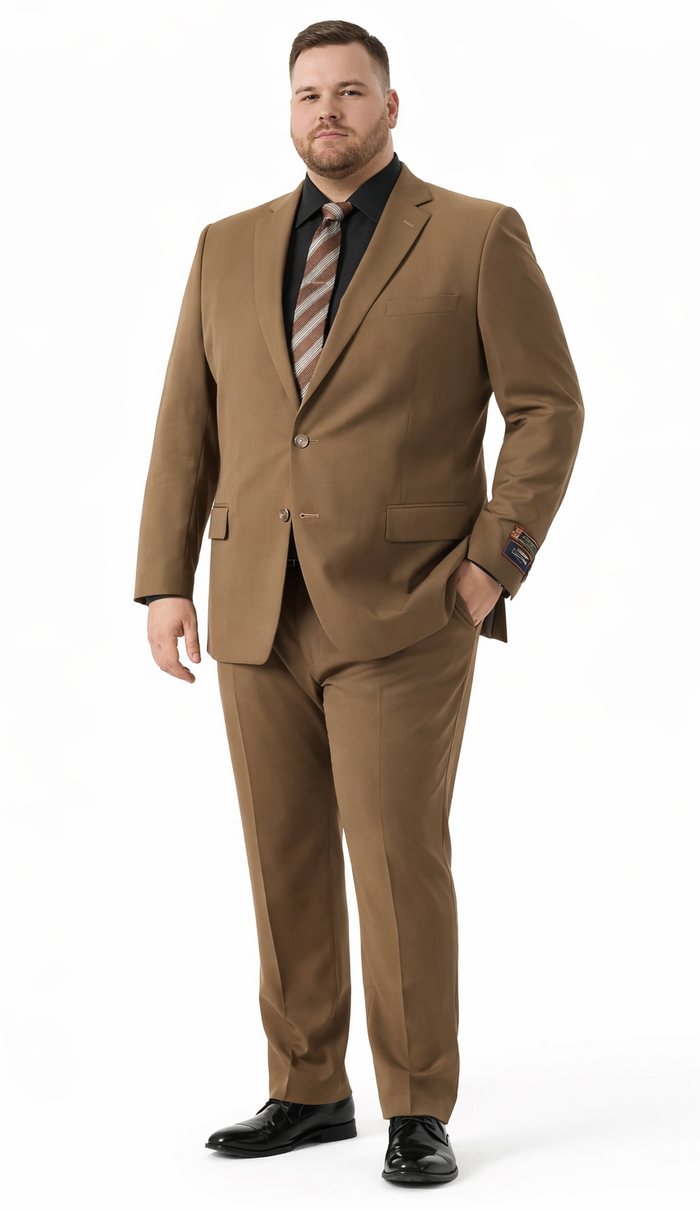 Carlo Lusso Brown Two-button Poly Blend Suit by Usamensoutlet