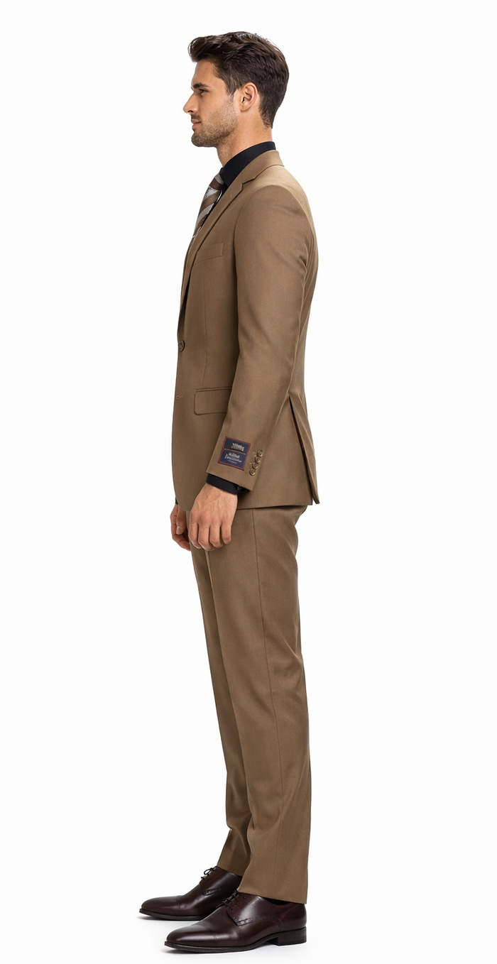Carlo Lusso Brown Two-button Poly Blend Suit by Usamensoutlet