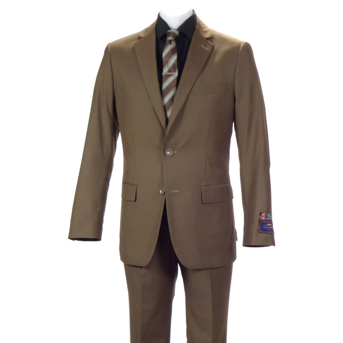 Carlo Lusso Brown Two-button Poly Blend Suit by Usamensoutlet