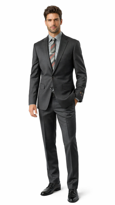 Carlo Lusso Charcoal Two-button Slim Fit Poly Blend Suit by Usamensoutlet