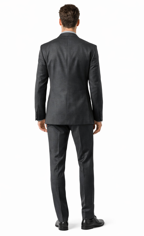 Carlo Lusso Charcoal Two-button Slim Fit Poly Blend Suit