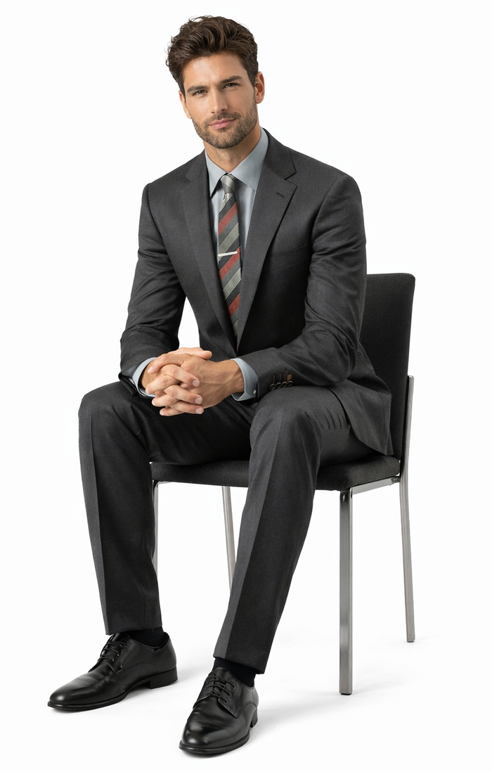 Carlo Lusso Charcoal Two-button Slim Fit Poly Blend Suit by Usamensoutlet
