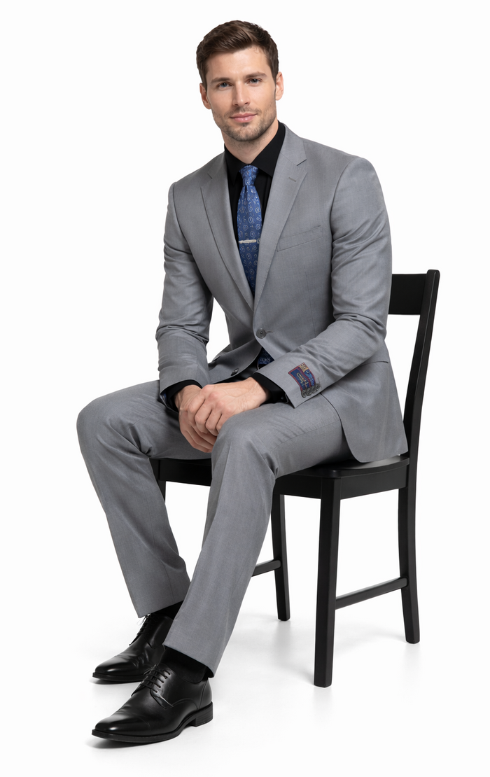 Carlo Lusso Medium Gray Two-button Poly Blend Suit by Usamensoutlet