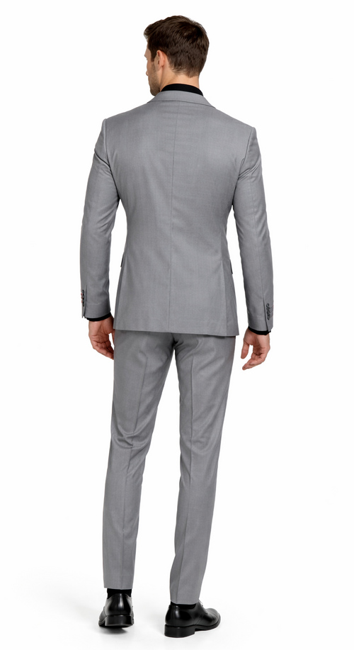 Carlo Lusso Medium Gray Two-button Poly Blend Suit by Usamensoutlet