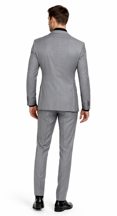 Carlo Lusso Medium Gray Two-button Poly Blend Suit by Usamensoutlet