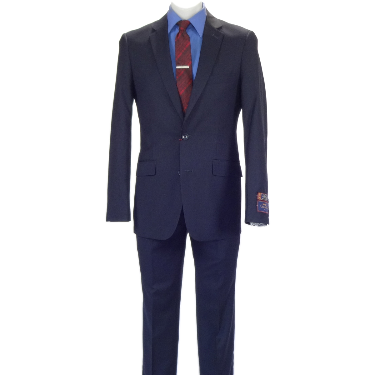 Carlo Lusso Navy Two-button Poly Blend Suit