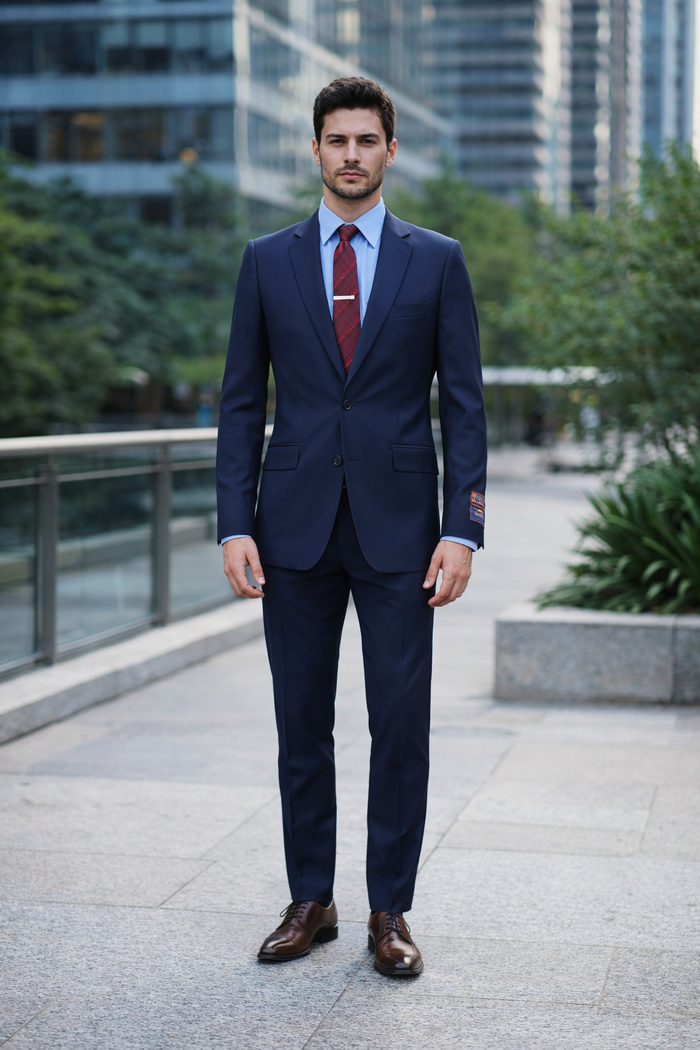 Carlo Lusso Navy Two-button Poly Blend Suit by Usamensoutlet