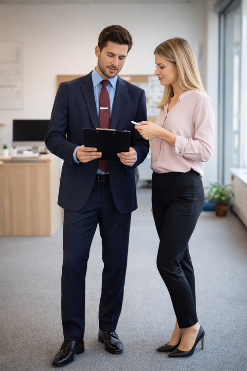 Carlo Lusso Navy Two-button Poly Blend Suit