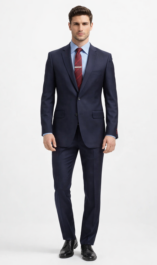 Carlo Lusso Navy Two-button Poly Blend Suit by Usamensoutlet
