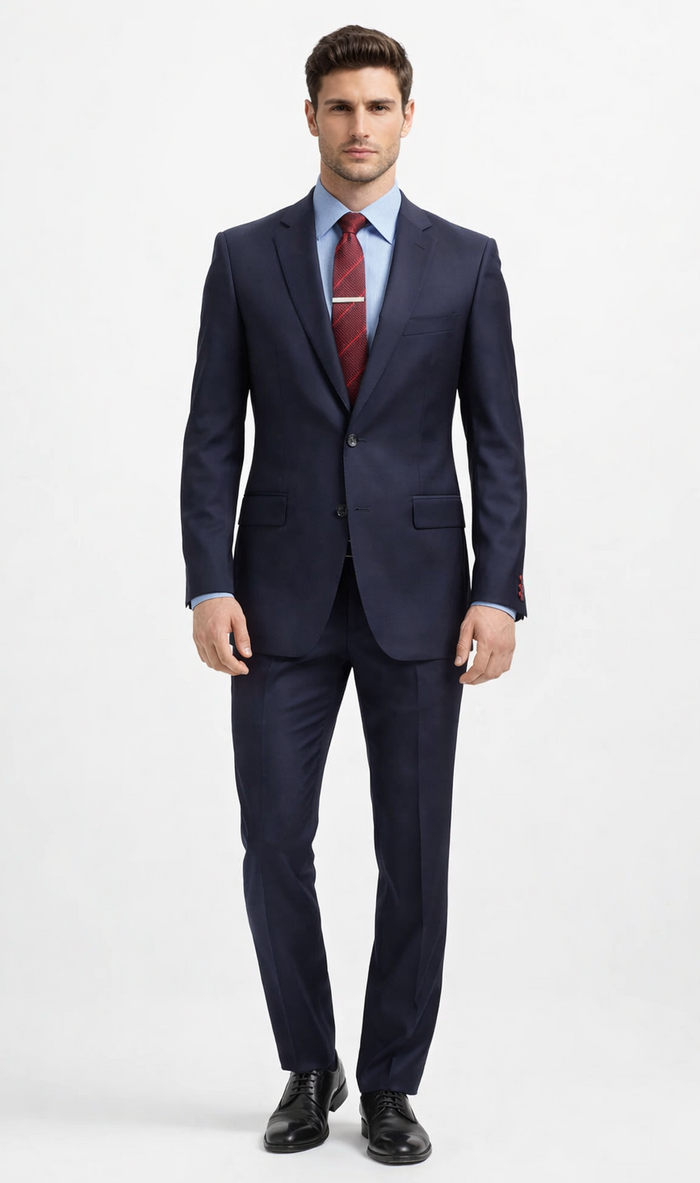 Carlo Lusso Navy Two-button Poly Blend Suit by Usamensoutlet