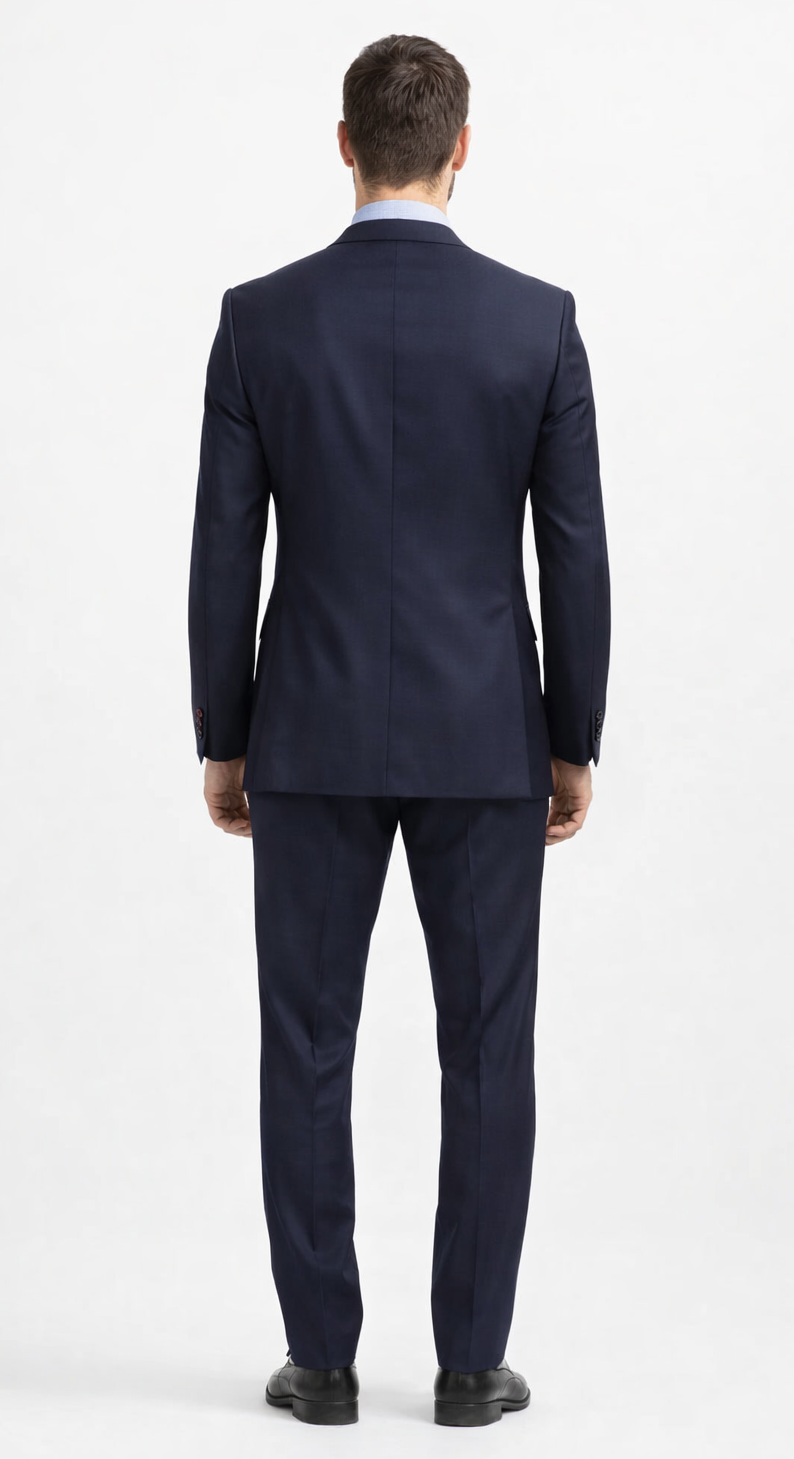Carlo Lusso Navy Two-button Poly Blend Suit by Usamensoutlet